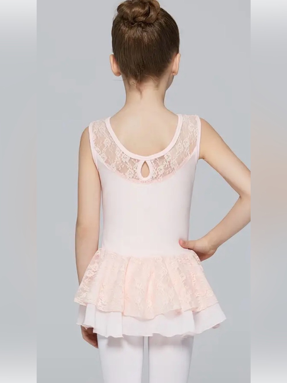 Girls' Lace Yoke Tank Chemise - Light Pink Size 2-4 - Picture 2 of 10